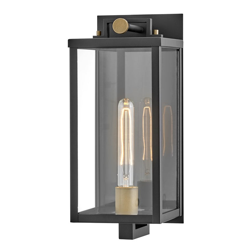 Hinkley Lighting Catalina 1 Light Outdoor 16" Wall Mount, Black/Clear