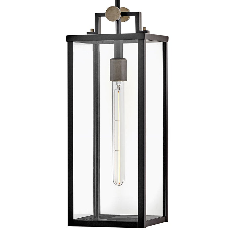Hinkley Catalina 7in 1-Light Outdoor Hanging Lantern | Transitional Black Aluminum and Clear Glass | Covered Patio & Entryway | 7 x 7 x 20 | Model 23012BK