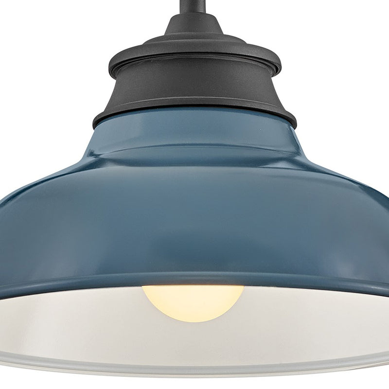 Hinkley Wallace 14in 1-Light Outdoor Wall Sconce | Industrial Museum Black and Denim Blue Metal | Covered Patios | 14 x 12 x 9 in | Model 23080MB-DBU