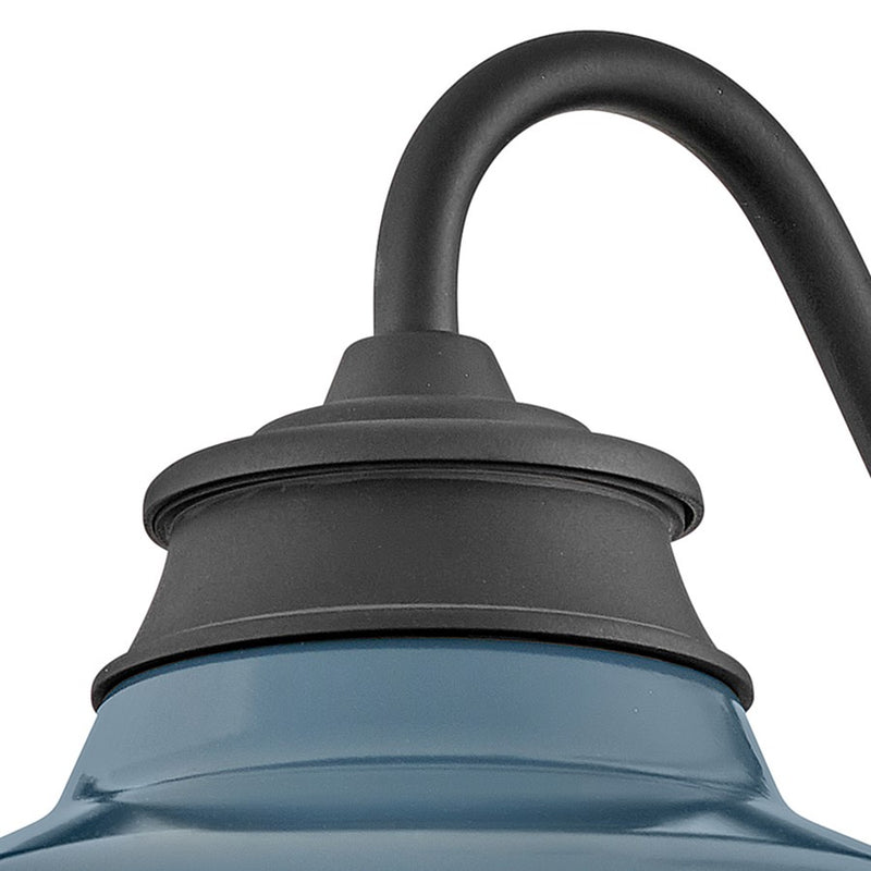 Hinkley Wallace 14in 1-Light Outdoor Wall Sconce | Industrial Museum Black and Denim Blue Metal | Covered Patios | 14 x 12 x 9 in | Model 23080MB-DBU