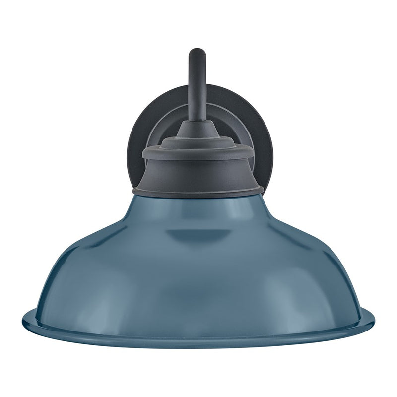 Hinkley Wallace 14in 1-Light Outdoor Wall Sconce | Industrial Museum Black and Denim Blue Metal | Covered Patios | 14 x 12 x 9 in | Model 23080MB-DBU