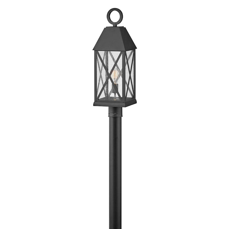 Hinkley Briar 25in 1-Light Outdoor Post Top/Pier Mount | Traditional Museum Black Aluminum and Clear Seedy Glass | Covered Patio & | Model 23301MB