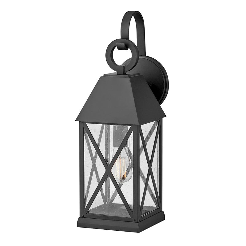 Hinkley Briar 1-Light Outdoor Wall Sconce | Traditional Museum Black Aluminum and Clear Seedy Glass | Covered Patio & Entryway | 10 x 8 x | Model 23305MB
