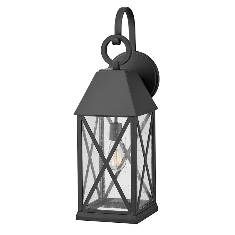 Hinkley Briar 1-Light Outdoor Wall Sconce | Traditional Museum Black Aluminum and Clear Seedy Glass | Covered Patio & Entryway | 10 x 8 x | Model 23305MB