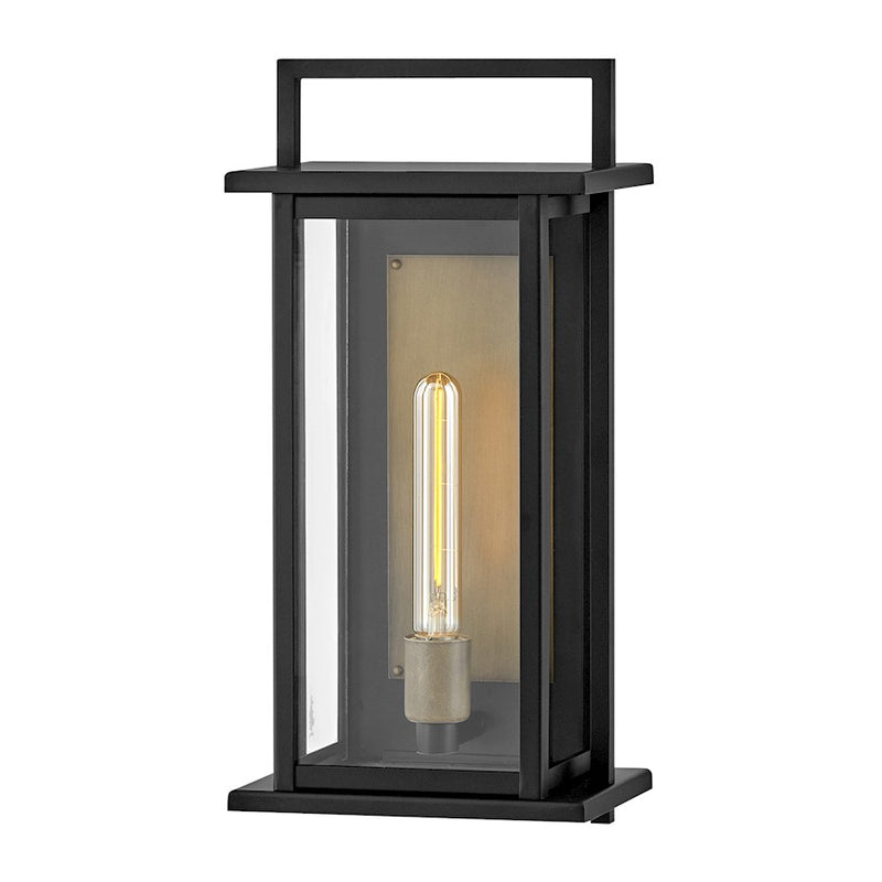 Hinkley Langston 18in 1-Light Outdoor Sconce | Traditional Black Aluminum and Clear Glass | Covered Patio & Entryway | 6 x 9 x 18 in | Model 24024BK
