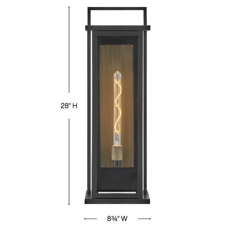 Hinkley Lighting Langston 1 Light Outdoor Wall Mount, Black/Clear