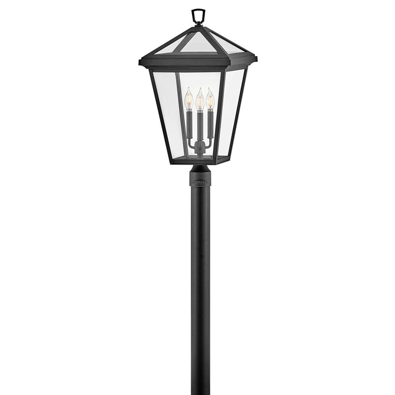 Hinkley Lighting Alford Place 3Lt Outdoor Post Mount/2W, Black/Clear - 2563MB-LL