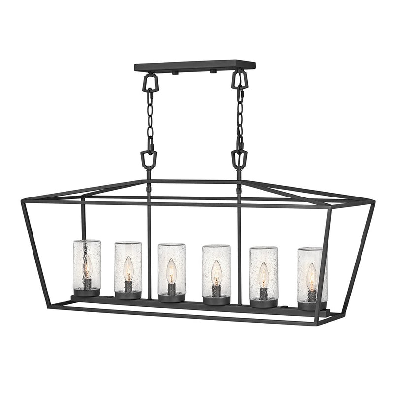 Hinkley Alford Place 40in 6-Light Outdoor Hanging Lantern | Traditional Museum Black Aluminum and Clear Seedy Glass | Covered Patios & | Model 2569MB
