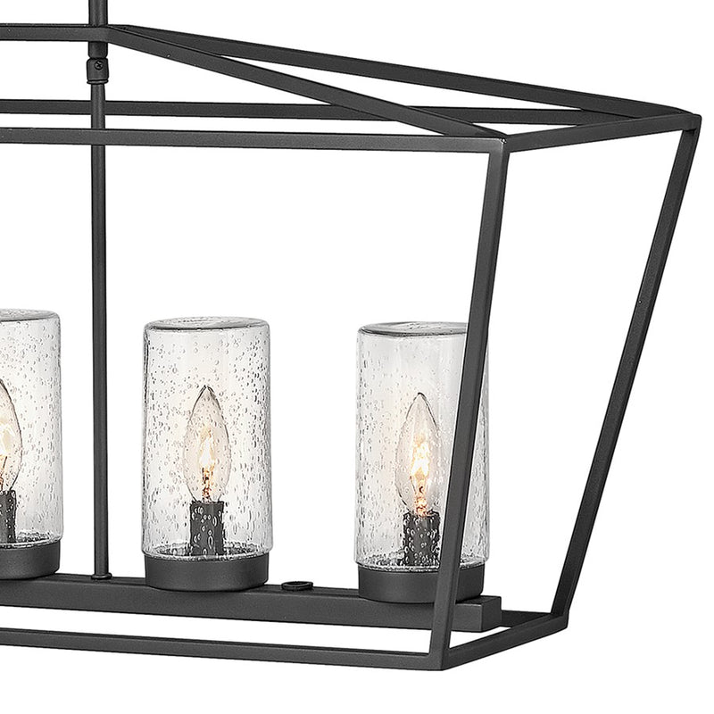 Hinkley Alford Place 40in 6-Light Outdoor Hanging Lantern | Traditional Museum Black Aluminum and Clear Seedy Glass | Covered Patios & | Model 2569MB