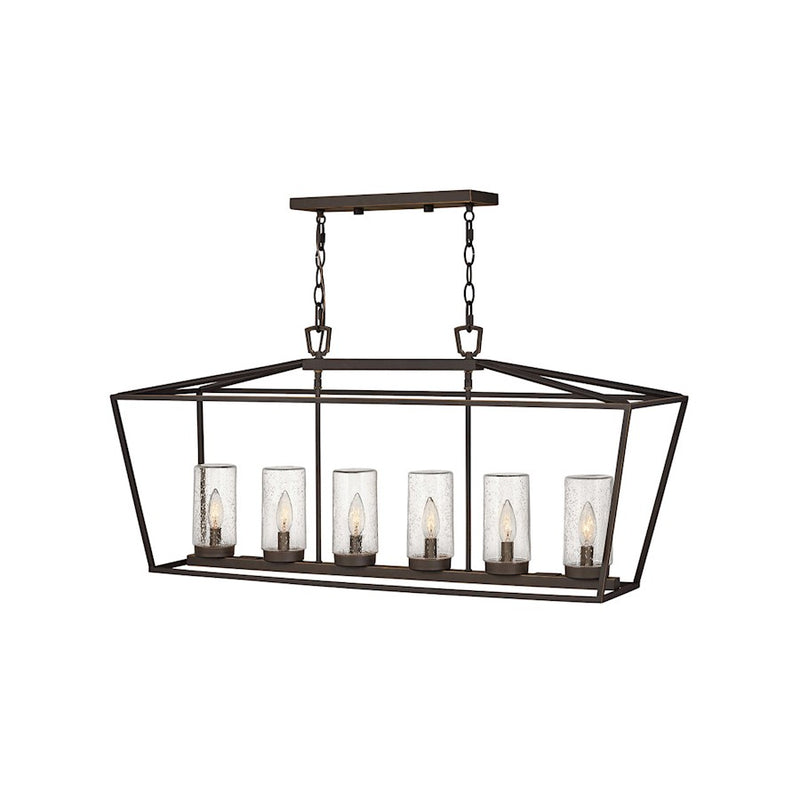 Hinkley Alford Place 40in 6-Light Outdoor Hanging Lantern | Traditional Museum Black Aluminum and Clear Seedy Glass | Covered Patios & | Model 2569MB