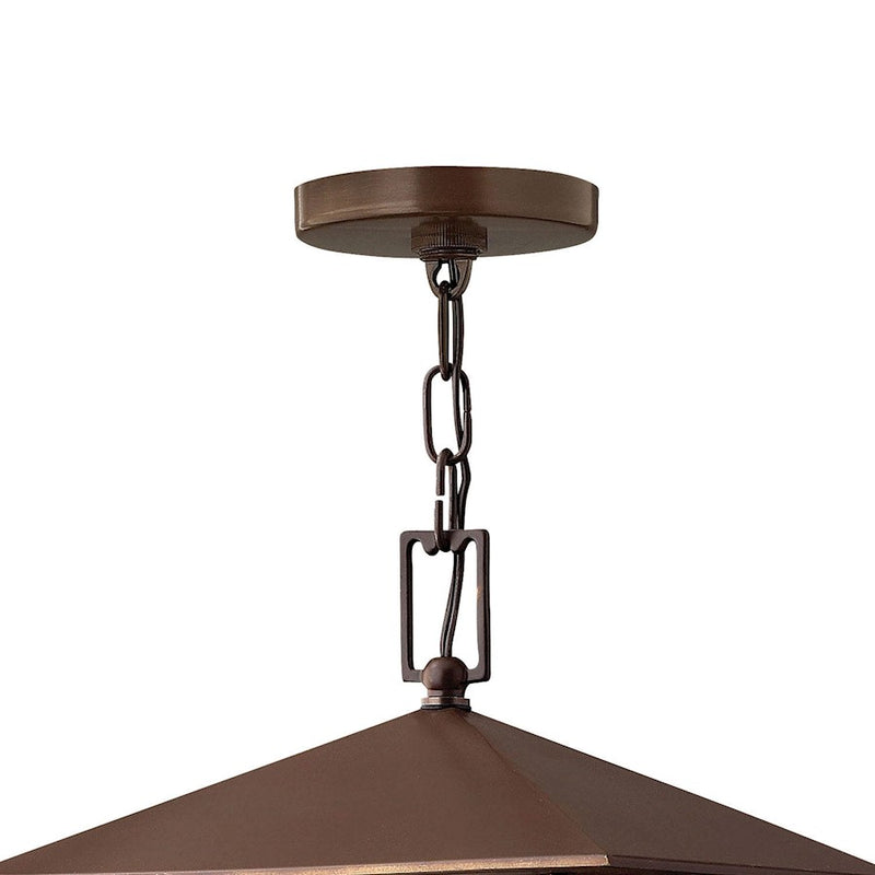 Hinkley Harbor 11in 1-Light Outdoor Hanging Lantern | Transitional Anchor Bronze Aluminum and Etched Amber Seedy Glass | Covered Patio & | Model 2572AR-LV
