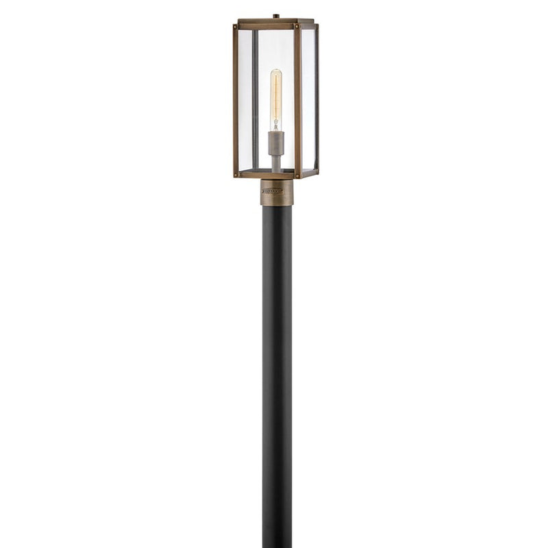 Hinkley Max 1-Light Outdoor Pier Mount | Transitional Black Aluminum and Clear Glass | Entryway & Patio Post Light | 9 x 9 x 19 in | Model 2591BK