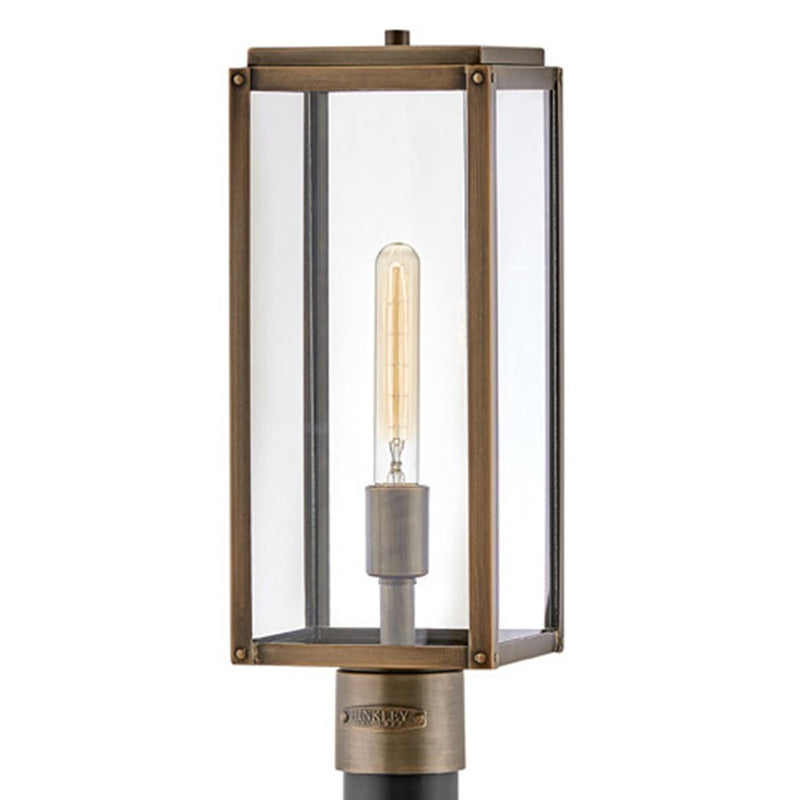 Hinkley Max 1-Light Outdoor Pier Mount | Transitional Black Aluminum and Clear Glass | Entryway & Patio Post Light | 9 x 9 x 19 in | Model 2591BK