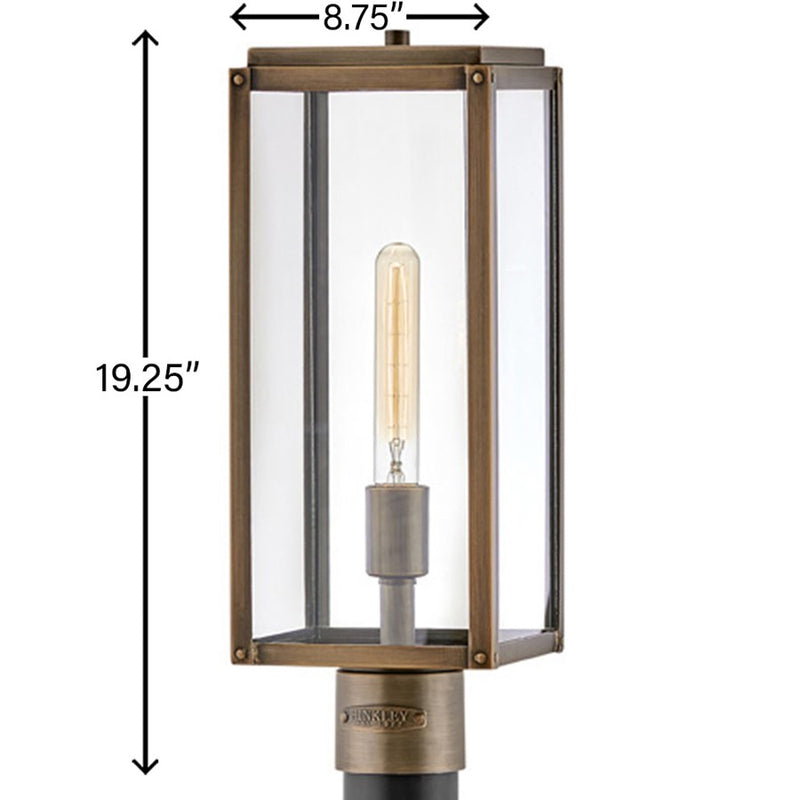 Hinkley Max 9in 1-Light Outdoor Pier Mount | Transitional Black Aluminum and Clear Glass | Entryway & Porch | 9 x 9 x 19 in | Model 2591BK-LL