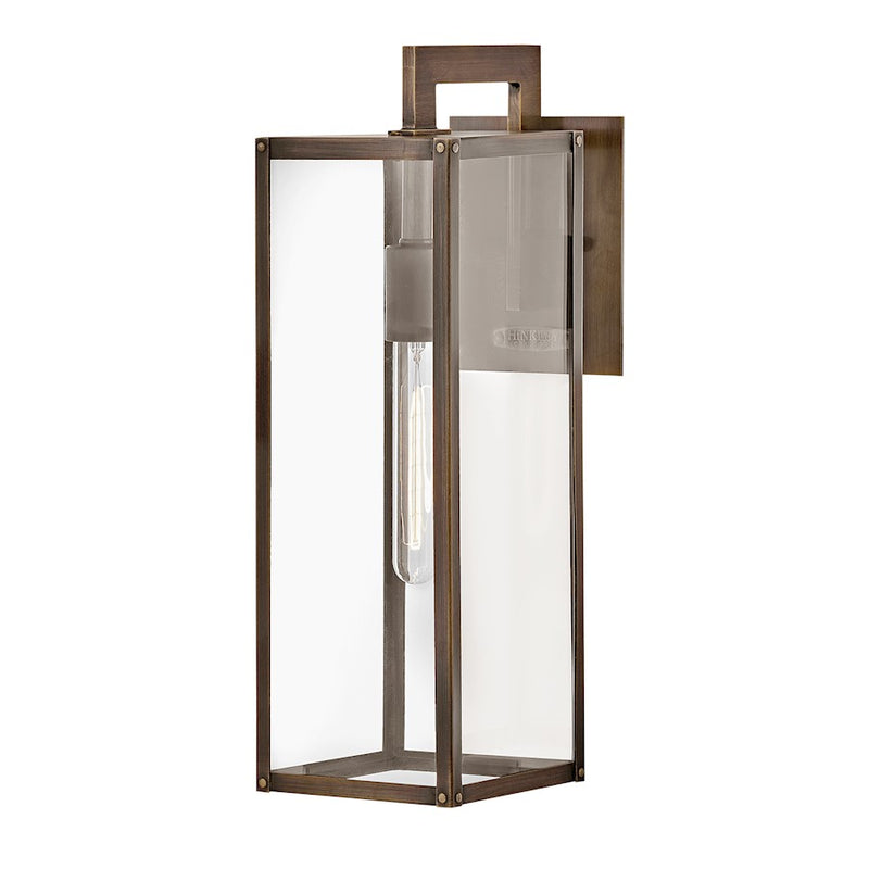 Hinkley Max 25in 1-Light Outdoor Wall Sconce | Transitional Burnished Bronze Aluminum and Clear Glass | Covered Patio & Entryway | 10.5 x 7 | Model 2595BU