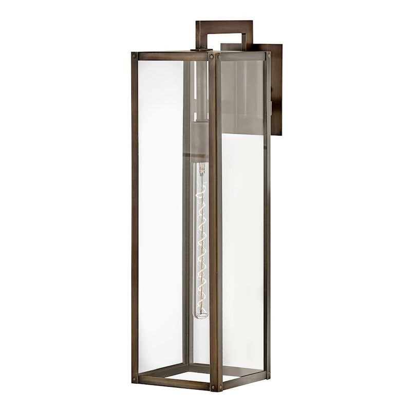 Hinkley Max 25in 1-Light Outdoor Wall Sconce | Transitional Burnished Bronze Aluminum and Clear Glass | Covered Patio & Entryway | 10.5 x 7 | Model 2595BU
