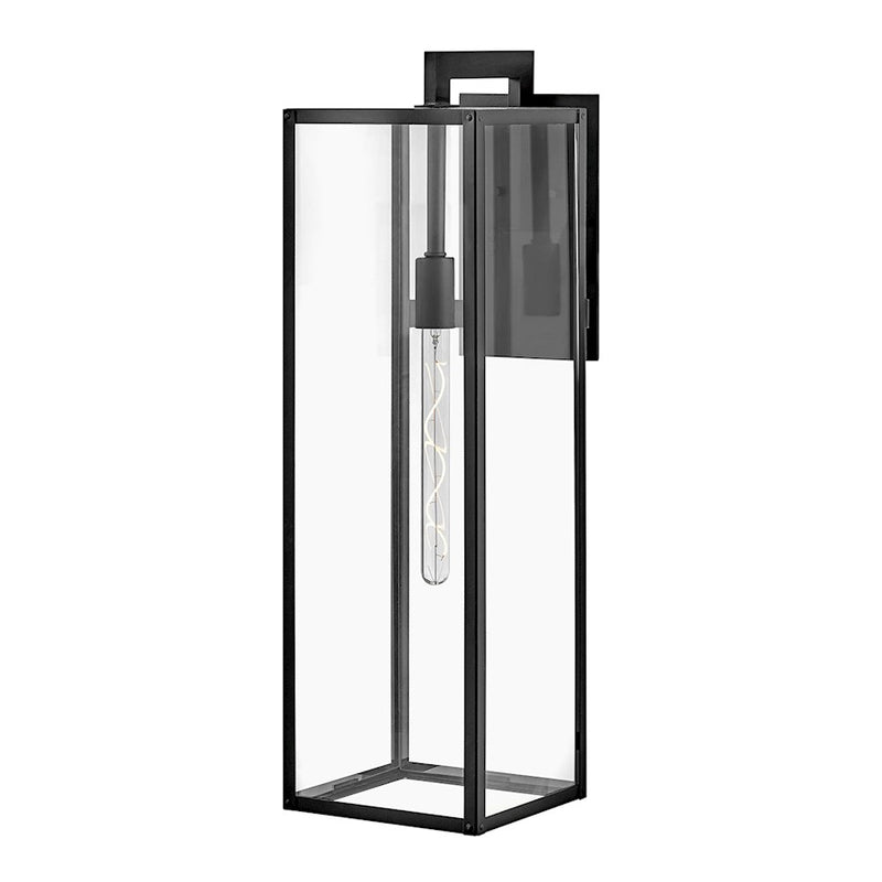 Hinkley Max 13in 1-Light Outdoor Double XL Sconce | Transitional Black Aluminum and Clear Glass | Covered Patio & Entryway | 13 x 9 x 31 | Model 2598BK-LL