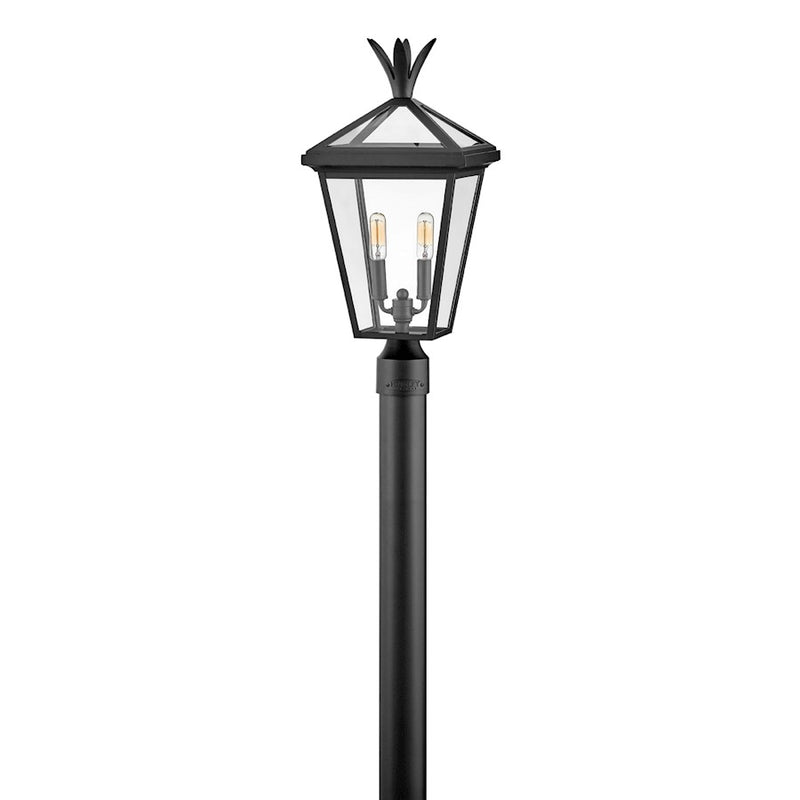 Hinkley Palma 10in 2-Light Outdoor Post Top/Pier Mount | Transitional Black Aluminum and Clear Glass | Covered Patio & Entryway | 10 x 10 | Model 26091BK