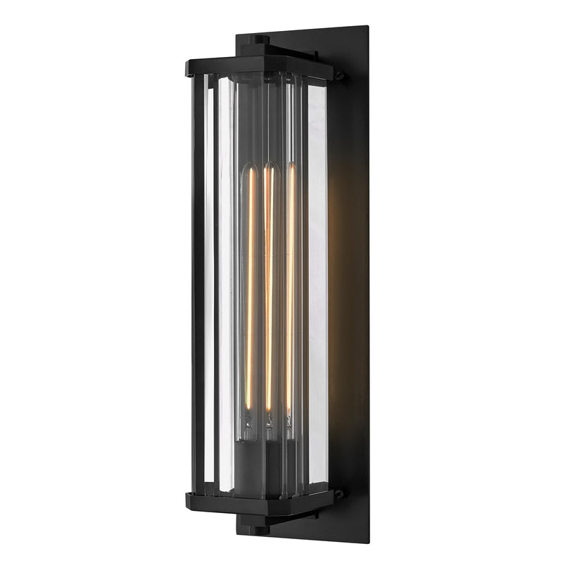 Hinkley Marcel 18.5in 1-Light Outdoor Wall Mount | Modern Black Aluminum and Clear Crystal | Entryway & Covered Patio | 6 x 5.5 x 18.5 | Model 26594BK-LL