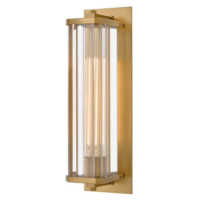 Hinkley Marcel 18.5in 1-Light Outdoor Wall Mount | Modern Heritage Brass Aluminum and Clear Crystal | Entryway & Patio Accent | 6 x 5.5 | Model 26594HB-LL