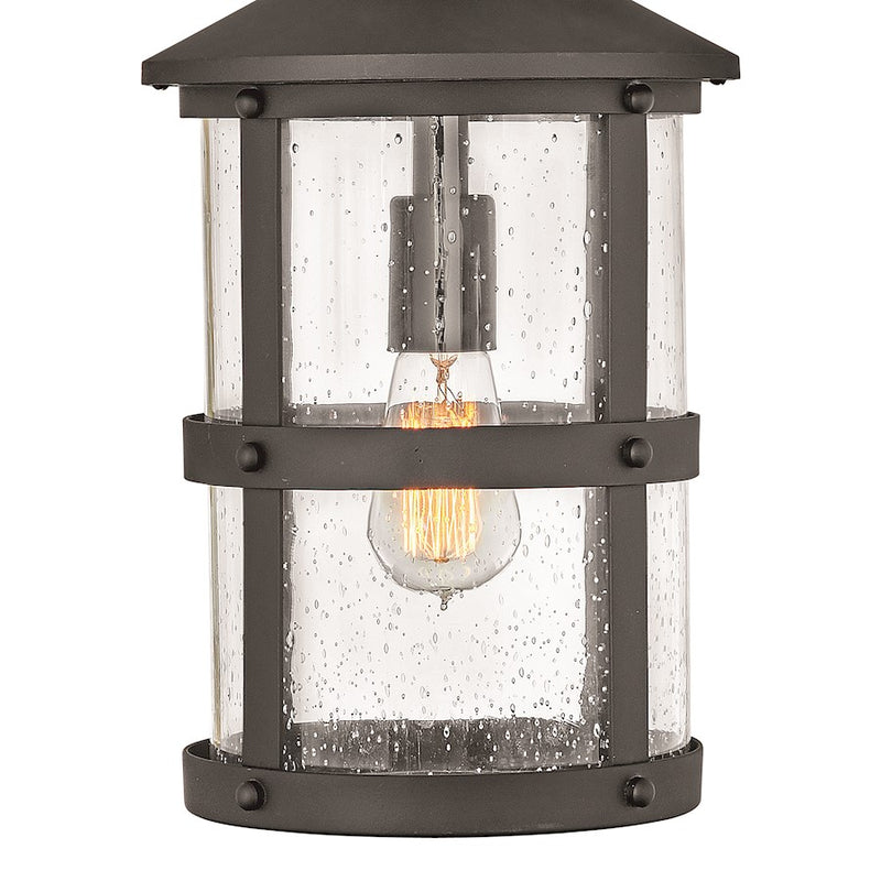 Hinkley Lakehouse 9in 1-Light Outdoor Hanging Lantern | Coastal Black Aluminum and Clear Seedy Glass | Covered Porch & Patio | 9 x 9 x | Model 2682BK-LL