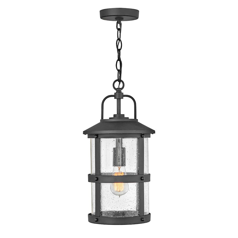 Hinkley Lakehouse 9in 1-Light Outdoor Hanging Lantern | Coastal Aged Zinc Aluminum and Clear Seedy Glass | Covered Patio & Entryway | 9 | Model 2682DZ-LV