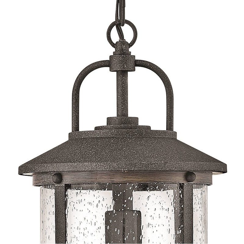 Hinkley Lakehouse 9in 1-Light Outdoor Hanging Lantern | Coastal Black Aluminum and Clear Seedy Glass | Covered Porch & Patio | 9 x 9 x | Model 2682BK-LL