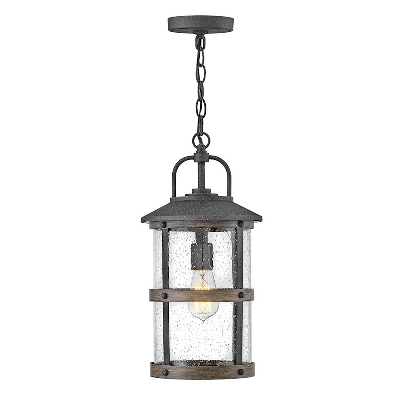 Hinkley Lakehouse 9in 1-Light Outdoor Hanging Lantern | Coastal Aged Zinc Aluminum and Clear Seedy Glass | Covered Patio & Entryway | 9 | Model 2682DZ-LV