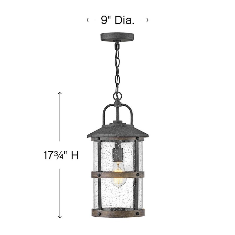 Hinkley Lakehouse 9in 1-Light Outdoor Hanging Lantern | Coastal Aged Zinc Aluminum and Clear Seedy Glass | Covered Patio & Entryway | 9 | Model 2682DZ-LV