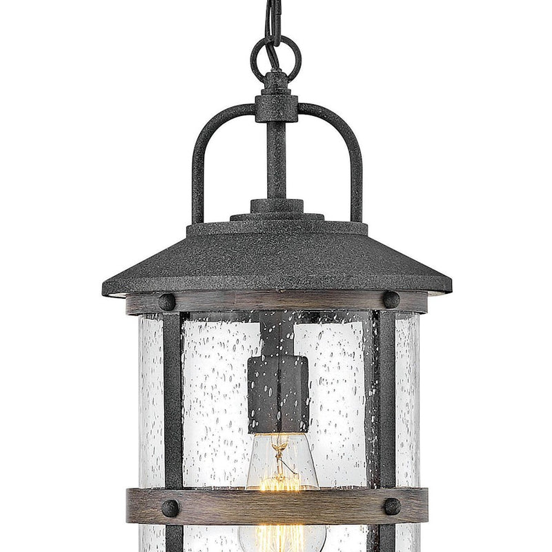Hinkley Lakehouse 9in 1-Light Outdoor Hanging Lantern | Coastal Aged Zinc Aluminum and Clear Seedy Glass | Covered Patio & Entryway | 9 | Model 2682DZ-LV