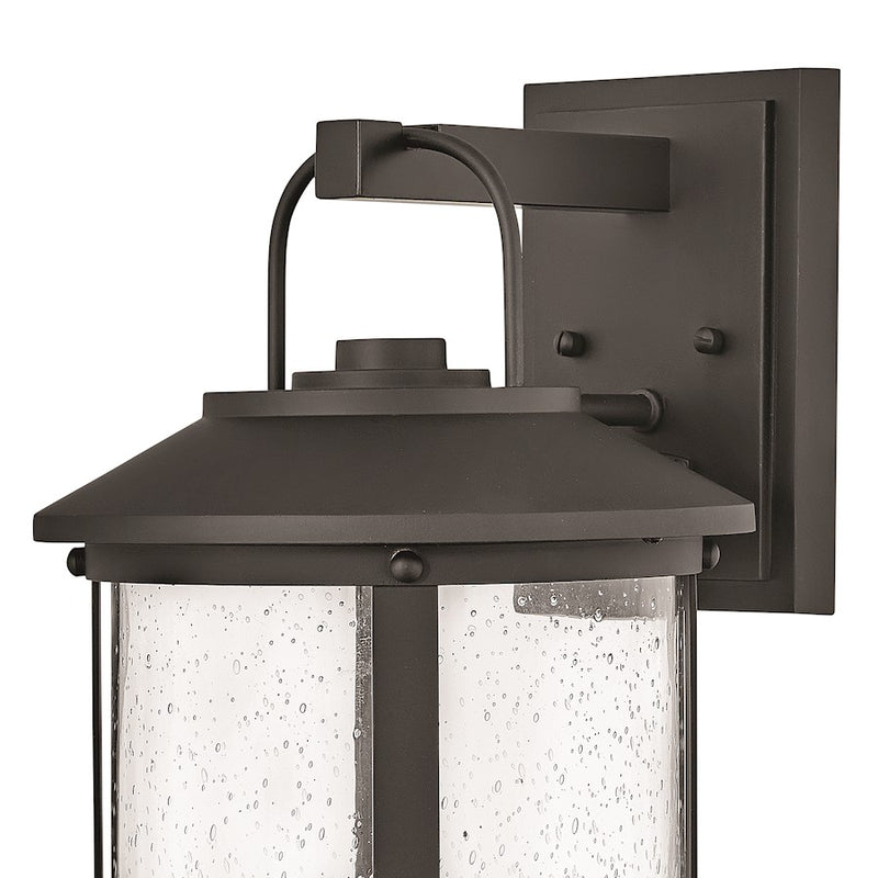 Hinkley Lakehouse 12in 3-Light Outdoor Wall Sconce | Coastal Black Aluminum and Clear Seedy Glass | Covered Patios & Porches | 12 x 10 x | Model 2685BK-LL
