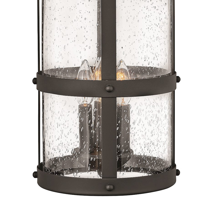Hinkley Lakehouse 12in 3-Light Outdoor Wall Sconce | Coastal Black Aluminum and Clear Seedy Glass | Covered Patios & Porches | 12 x 10 x | Model 2685BK-LL