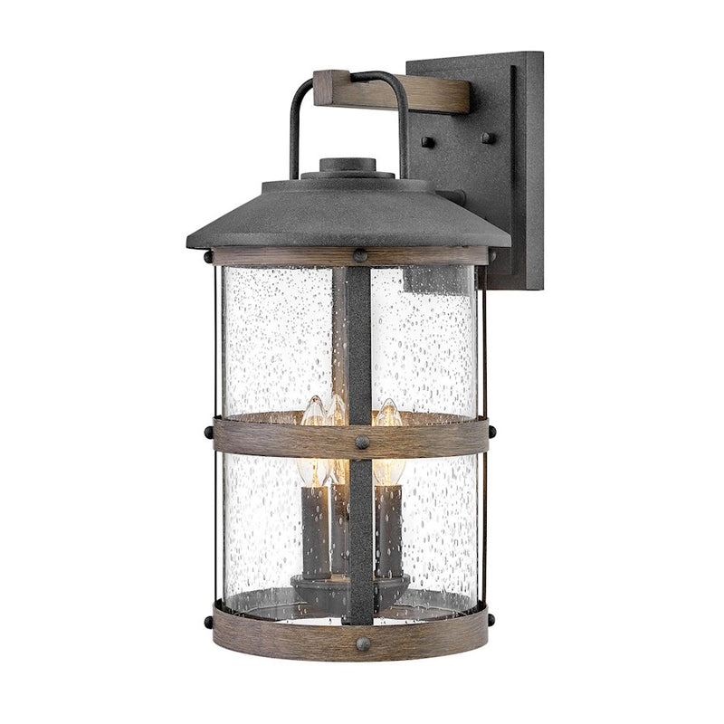 Hinkley Lakehouse 12in 3-Light Outdoor Wall Sconce | Coastal Black Aluminum and Clear Seedy Glass | Covered Patios & Porches | 12 x 10 x | Model 2685BK-LL