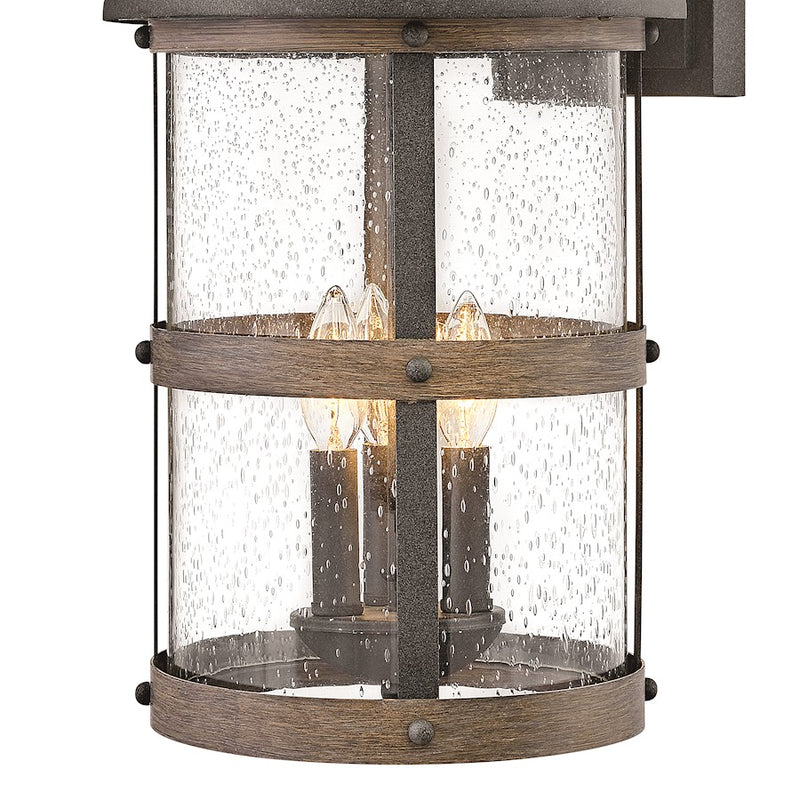 Hinkley Lakehouse 12in 3-Light Outdoor Wall Sconce | Coastal Black Aluminum and Clear Seedy Glass | Covered Patios & Porches | 12 x 10 x | Model 2685BK-LL