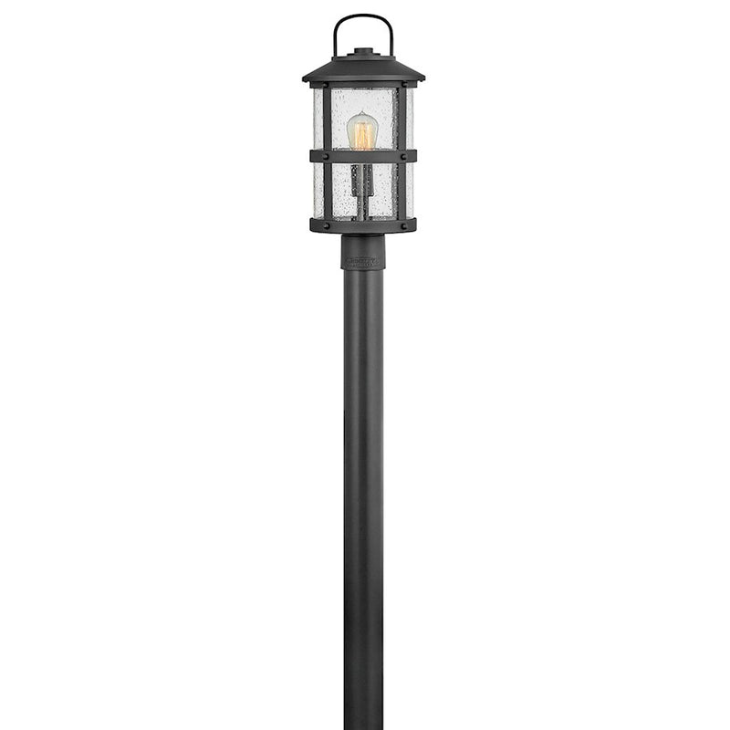 Hinkley Lakehouse 9in 1-Light Outdoor Post Light | Coastal Black Aluminum and Clear Seedy Glass | Covered Porch & Patio Entryway | 9 x 9 | Model 2687BK-LV