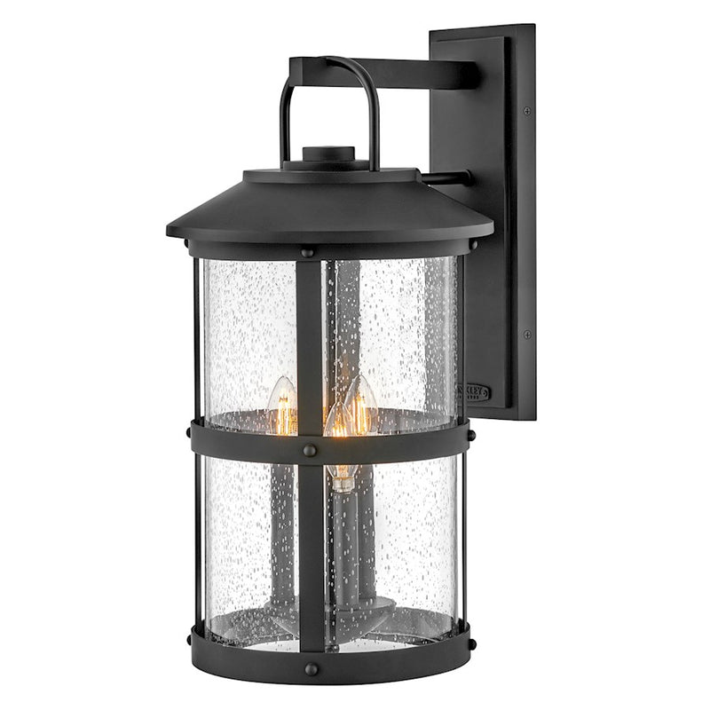 Hinkley Lakehouse 3-Light Outdoor Wall Sconce | Coastal Black Aluminum and Clear Seedy Glass | Covered Patios & Entryways | 13.5 x 12 x 24 | Model 2688BK
