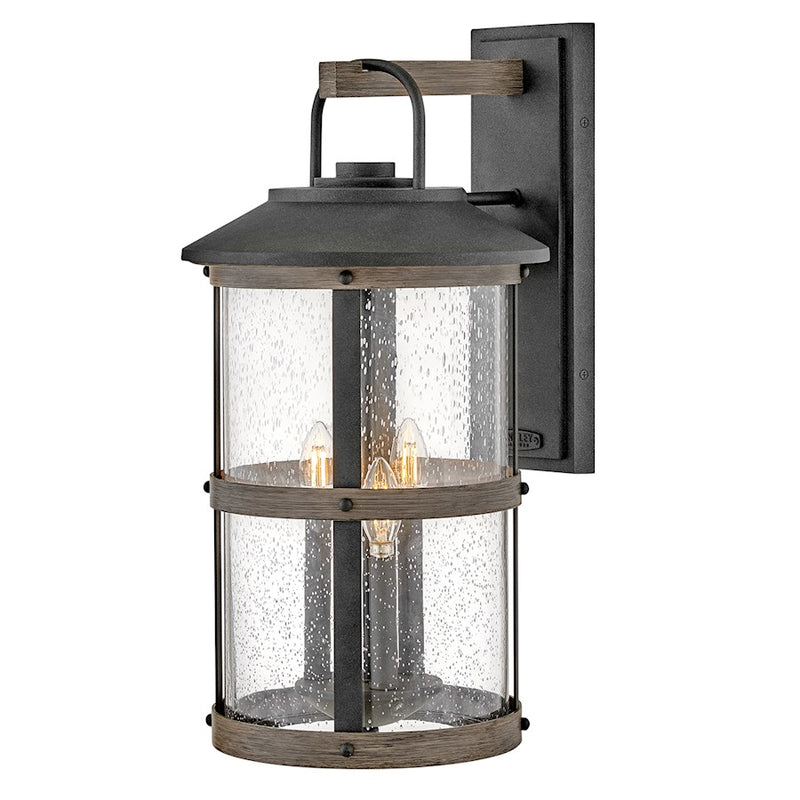 Hinkley Lakehouse 3-Light Outdoor Wall Sconce | Coastal Black Aluminum and Clear Seedy Glass | Covered Patios & Entryways | 13.5 x 12 x 24 | Model 2688BK