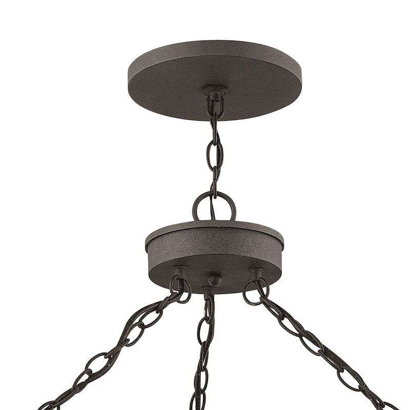 Hinkley Lakehouse 42in 6-Light Outdoor Chandelier | Coastal Aged Zinc and Black Aluminum with Clear Seedy Glass | Covered Patios & Wet | Model 2689BK-LL