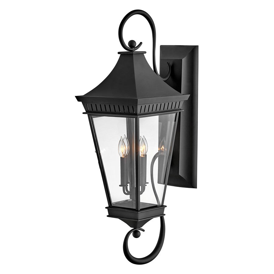 Hinkley Lighting Chapel Hill 4Lt Outdoor Wall Mount, Black/Clear - 27098MB