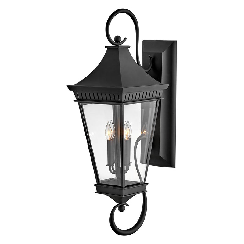 Hinkley Chapel Hill 40in 4-Light Outdoor Wall Sconce | Traditional Museum Black Aluminum and Clear Glass | Covered Patio & Entryway | 17.5 | Model 27098MB