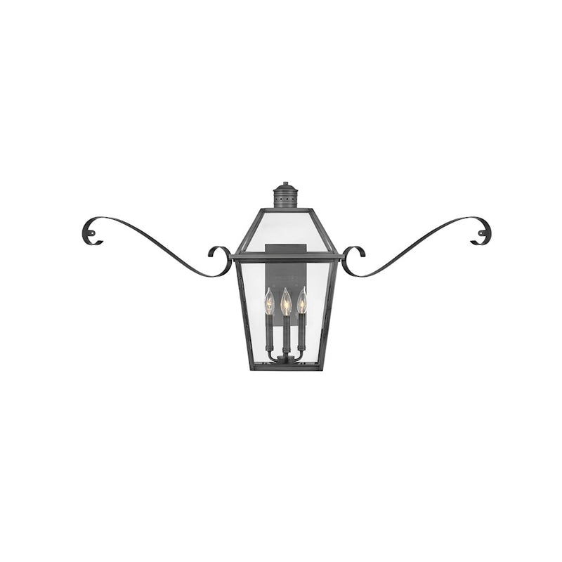 Hinkley Nouvelle 3-Light Outdoor Wall Sconce | Traditional Blackened Brass and Clear Glass | Covered Patios & Entryways | 16 x 50 x 27 | Model 2774BLB-SCR