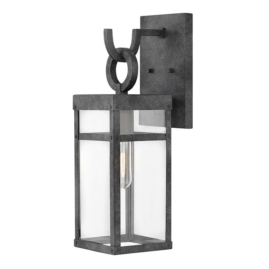Hinkley Porter 6in 1-Light Outdoor Wall Sconce | Industrial Aged Zinc Aluminum and Clear Glass | Covered Patios & Entryways | 6 x 7.25 | Model 2800DZ