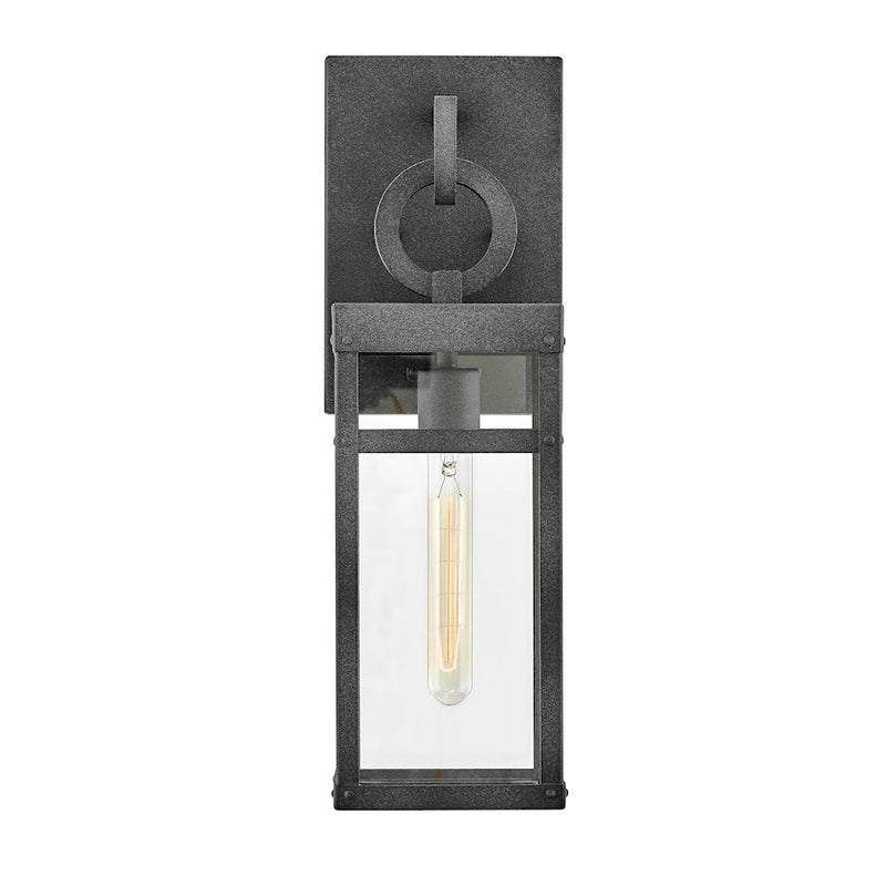 Hinkley Porter 18in 1-Light Outdoor Wall Sconce | Transitional Aged Zinc Aluminum and Clear Glass | Covered Patio & Entryway | 7 x 6 x | Model 2800DZ-LL