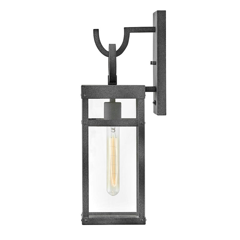 Hinkley Porter 18in 1-Light Outdoor Wall Sconce | Transitional Aged Zinc Aluminum and Clear Glass | Covered Patio & Entryway | 7 x 6 x | Model 2800DZ-LL