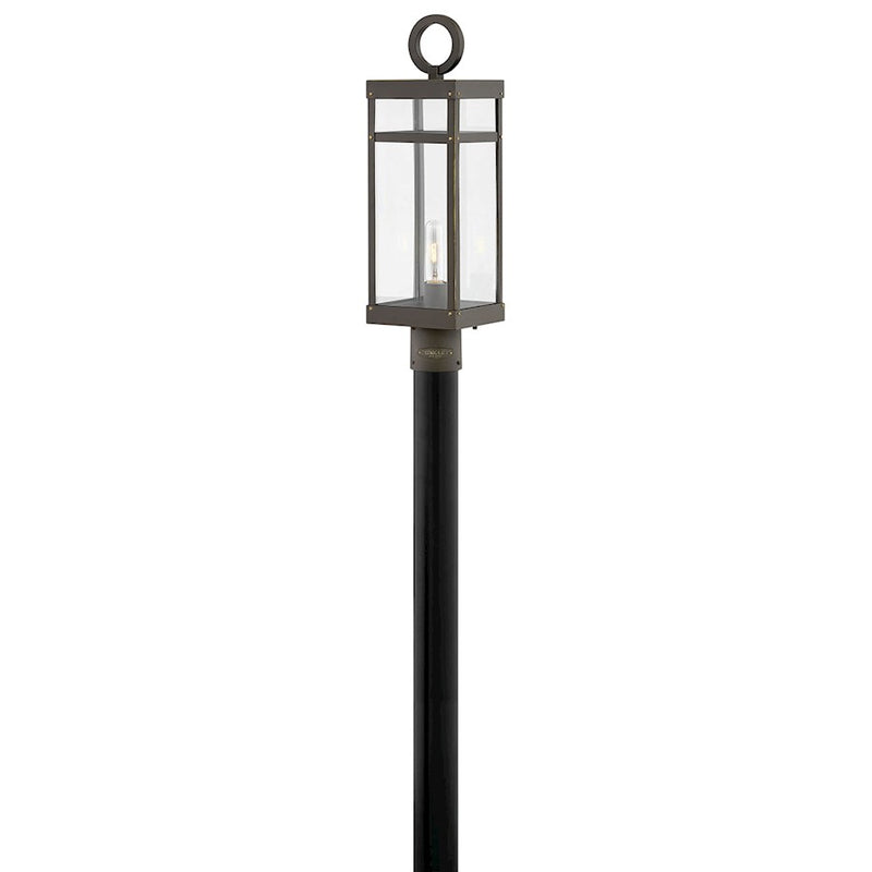 Hinkley Porter 1-Light Post Mount | Transitional Oil Rubbed Bronze Aluminum and Clear Glass | Outdoor Entry & Pathway | 6 x 6 x 23 in | Model 2801OZ-LV