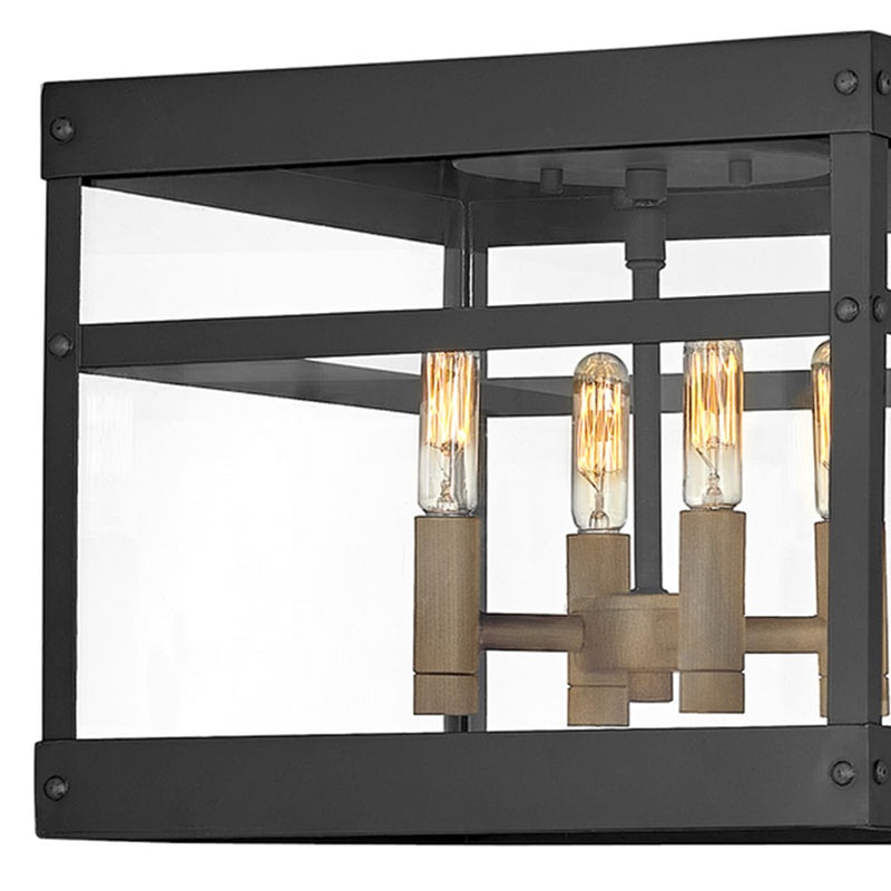 Hinkley Porter 8in 1-Light Outdoor Hanging Lantern | Transitional Black Aluminum and Clear Glass | Covered Patio & Entryway | 8 x 8 x 19 | Model 2802BK-LL