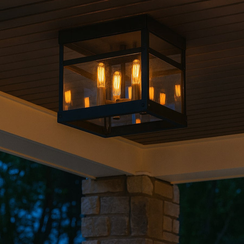 Hinkley Porter 8in 1-Light Outdoor Hanging Lantern | Transitional Black Aluminum and Clear Glass | Covered Patio & Entryway | 8 x 8 x 19 | Model 2802BK-LL