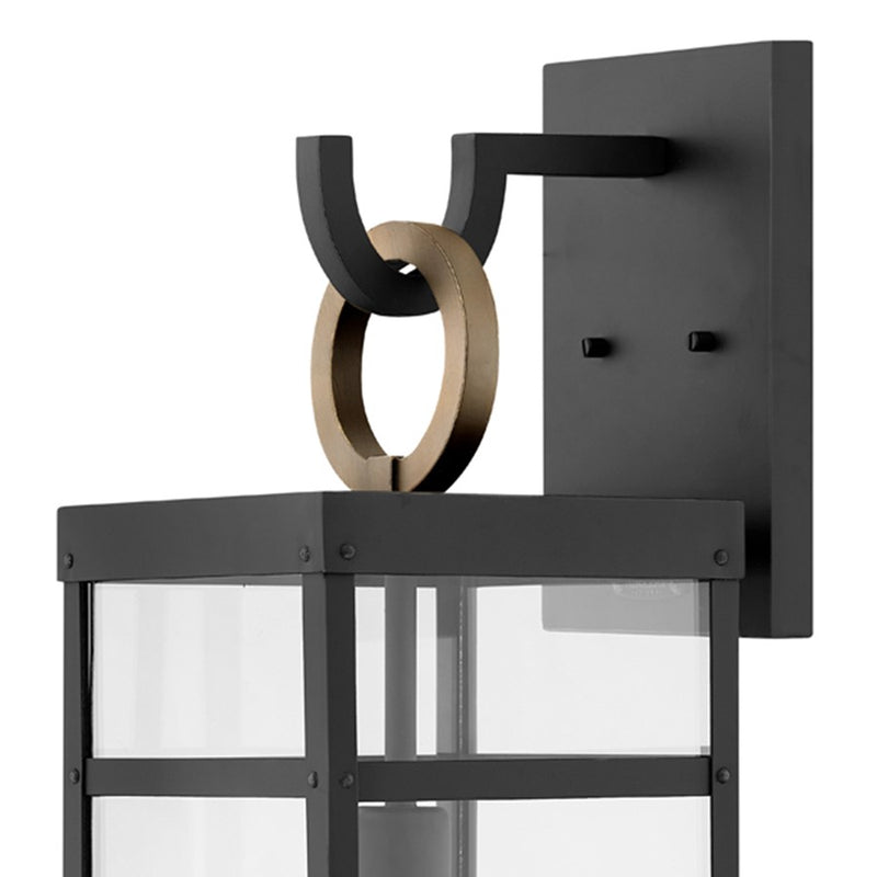 Hinkley Porter 25in 1-Light Outdoor Wall Sconce | Transitional Black Aluminum and Clear Glass | Covered Patio & Porch Entryway | 9.25 x | Model 2805BK-LL