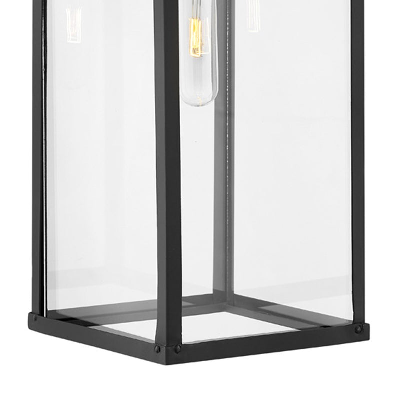 Hinkley Porter 25in 1-Light Outdoor Wall Sconce | Transitional Black Aluminum and Clear Glass | Covered Patio & Porch Entryway | 9.25 x | Model 2805BK-LL
