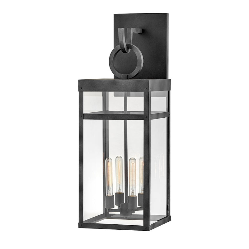 Hinkley Porter 13in 4-Light Outdoor Wall Sconce | Transitional Oil Rubbed Bronze Aluminum and Clear Glass | Covered Patio & Entryway | Model 2809OZ-LL